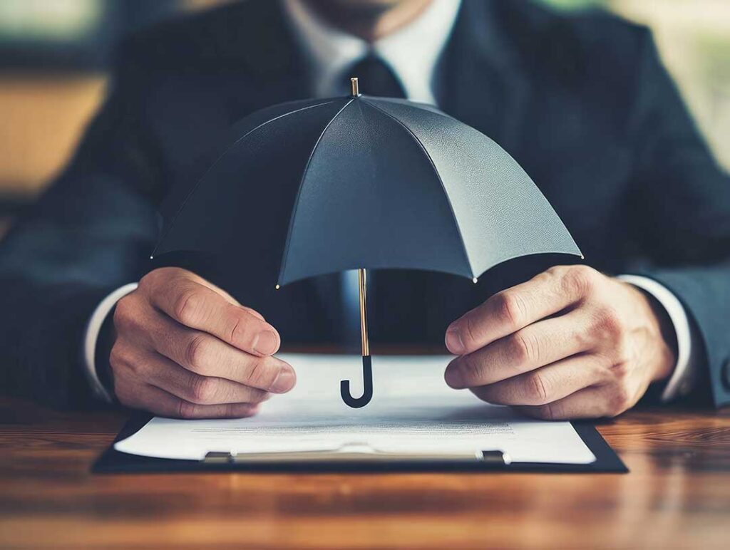 A homeowner compares two insurance renewal documents beside a calculator and household records.